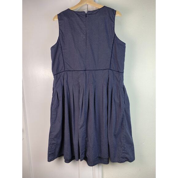 Talbots Petite Woman 18WP Blue White Polka Dot Pleated A-Line Dress - Picture 3 of 5